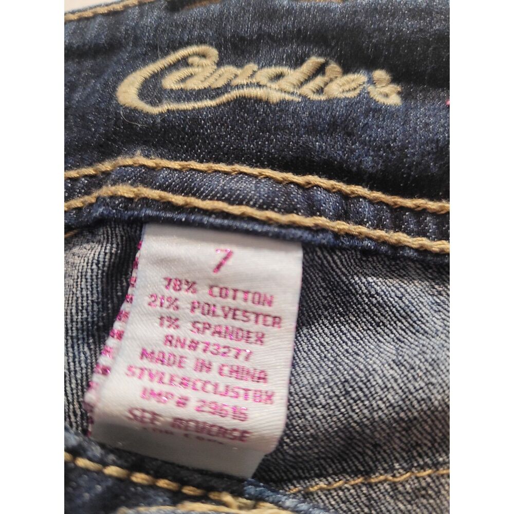 Candie's Women's Size 7 Dark Wash Cuffed Capri Denim Jeans #-103
